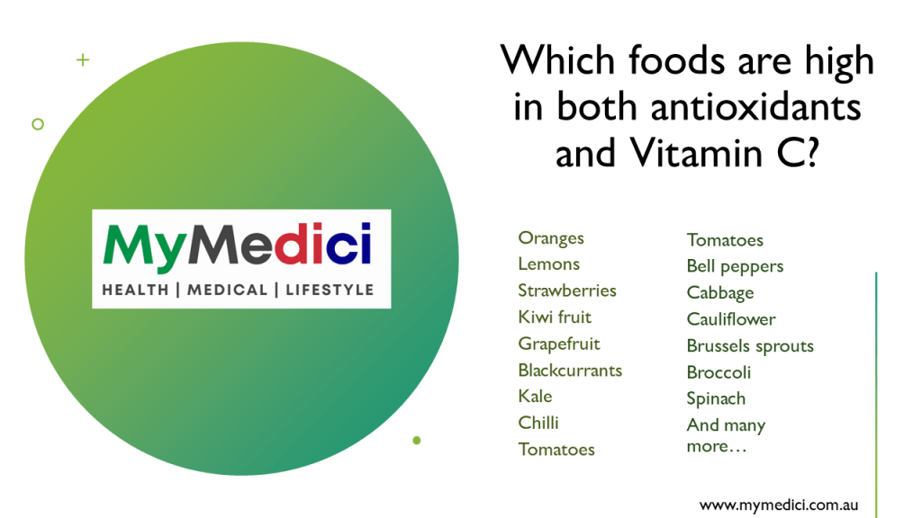 Which foods are high in both antioxidants and Vitamin C